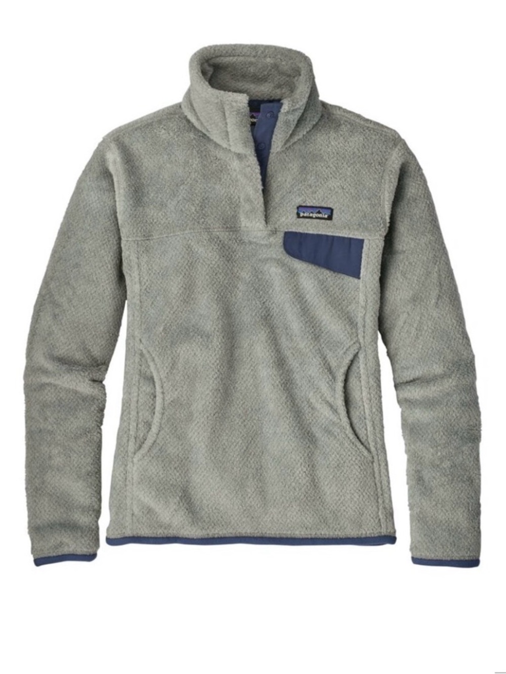 Patagonia Sz L Re-Tool Snap-T Pullover Fleece Grey Blue